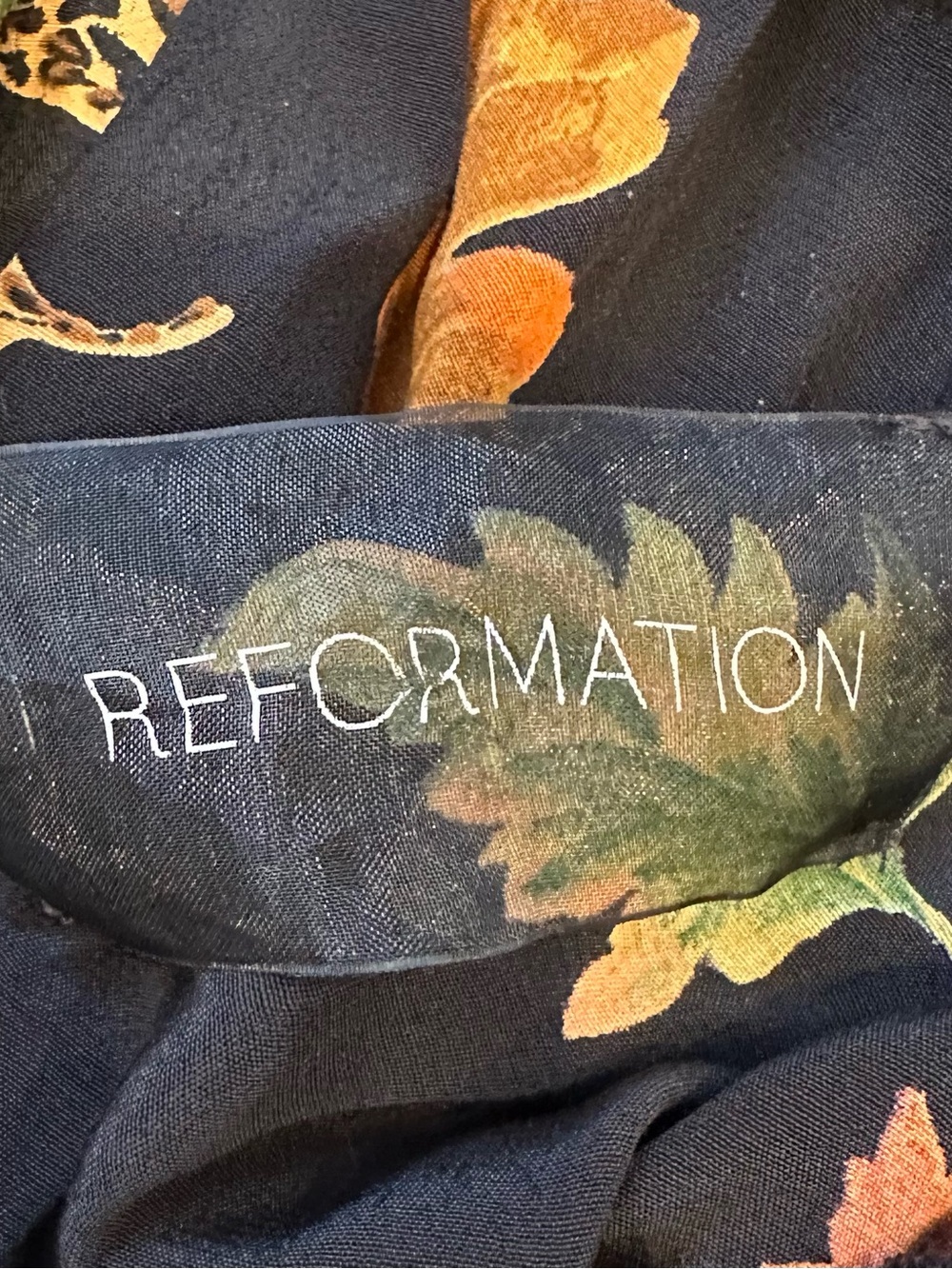 Reformation Autumn Leaf Print Wide Leg Jumpsuit One Size Made in USA Boho - Picture 3 of 12